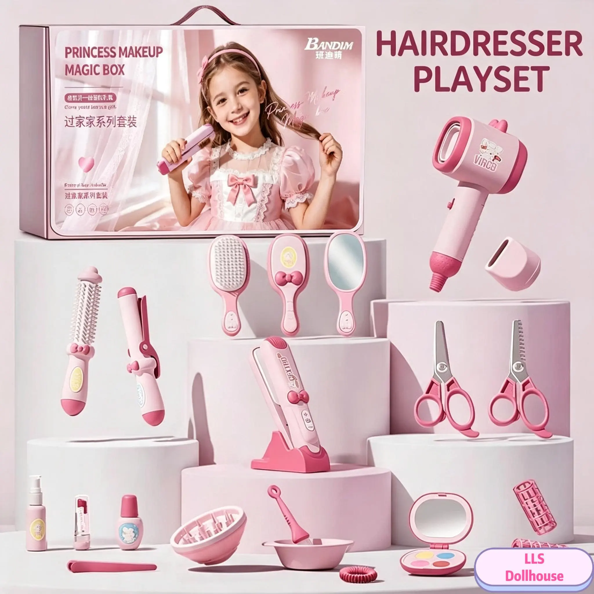 Pretend Play Hairdresser Simulation Playset - Hair Dryer, Styling Tools - Girl’s Birthday Gift, Educational Toy
