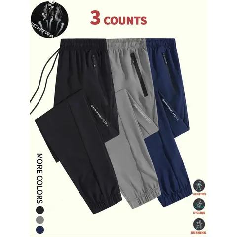 URMCZ Men's Fitted Woven Athletic Jogger Pants - Lightweight, Breathable, Comfy, Quick Dry, Zipper Pockets, Fashion Streetwear, Machine Washable, Grey, Ideal for Gym, Spring-Autumn, Gifts for Him,sohochic