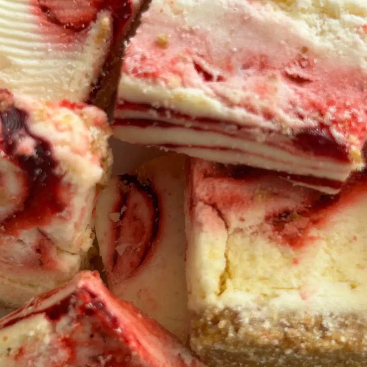 Freeze Dried Strawberry Swirl Cheesecake