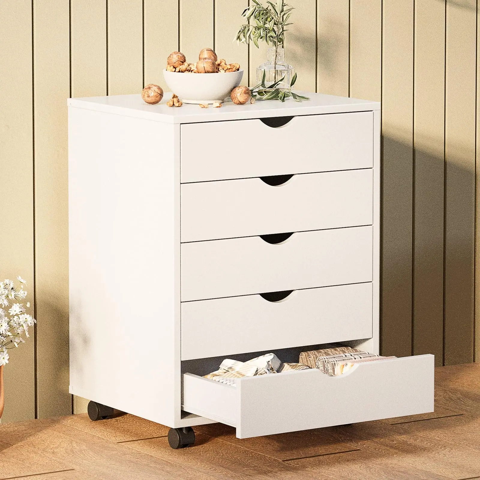 Gianna 5-Drawer Storage Cabinet, Rolling Organizer with Wheels for Office Bedroom & Home Organization, Portable Storage Cart File Organizer