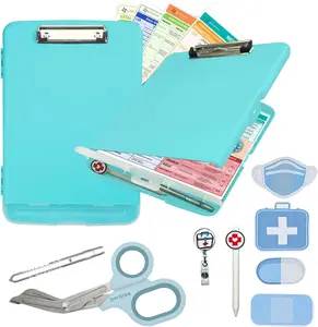 PYRSIVA All-in-One Nursing Essentials Kit for Work - Clipboard with Detachable Storage, Badge Reel, Pen Light, Sticky Notes, Pen & Cheat Sheet for Professionals & Students