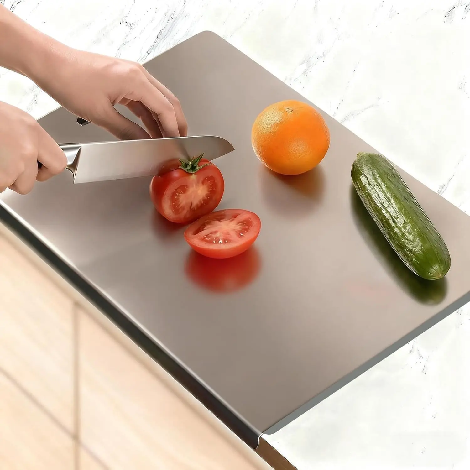 Cutting Boards for Kitchen, AOKIWO Large Stainless Steel Baking Boards with scraper, Suitable for Bread, Meat, Vegetables, (19.7 x 23.6 in)