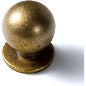 6 Pack Antique Brass Kitchen Cabinet Knobs,Retro Drawer Pulls,1 Inch Diameter Knob