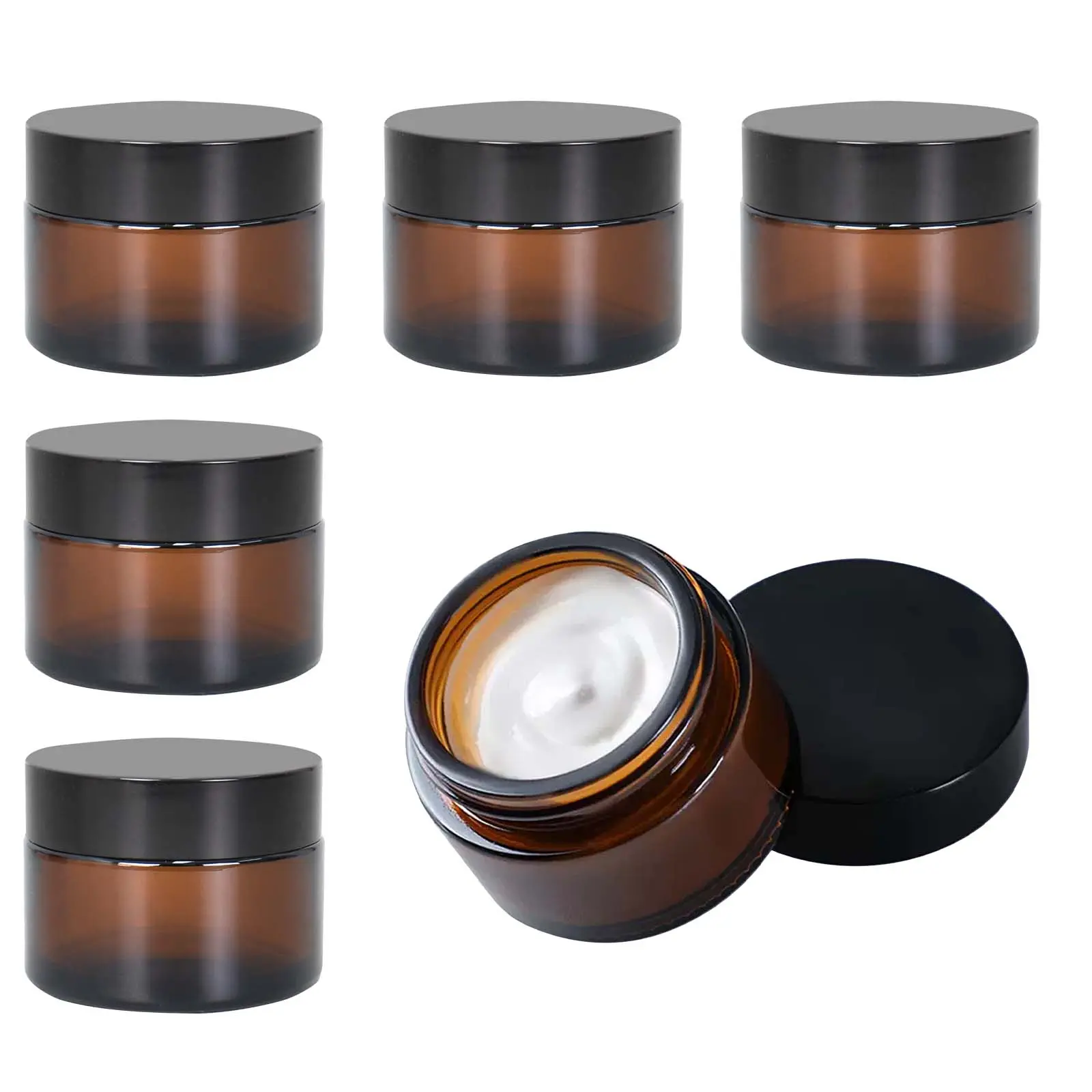 Glass Empty Container, 6 Counts/set 30g Refillable Container for Cream, Lotion, Essence, Skin Care Product, Home Organizer