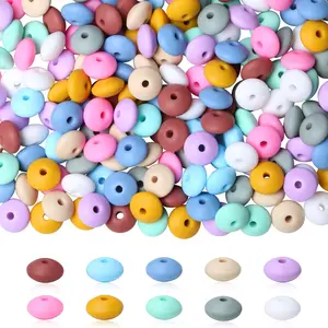 200 count  Lentil Beads, 12mm 10 Colors  Spacer Bead Focal Abacus Lanyard Loose Bulk Beads for  Making Necklace Bracelet DIY Accessories Colorful Spacer Pens