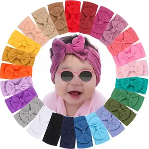 ST-23  25PCS Baby Nylon Headbands Soft Hairbands Hair Bow Elastics for Baby Girls Newborn Infant Toddlers Kids