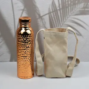 Ayurvedic New Copper Plated Water Bottle, Hand Hammered Textured Copper Jug, 800ML Yoga Water Bottle, Unique Design for Health Enthusiasts