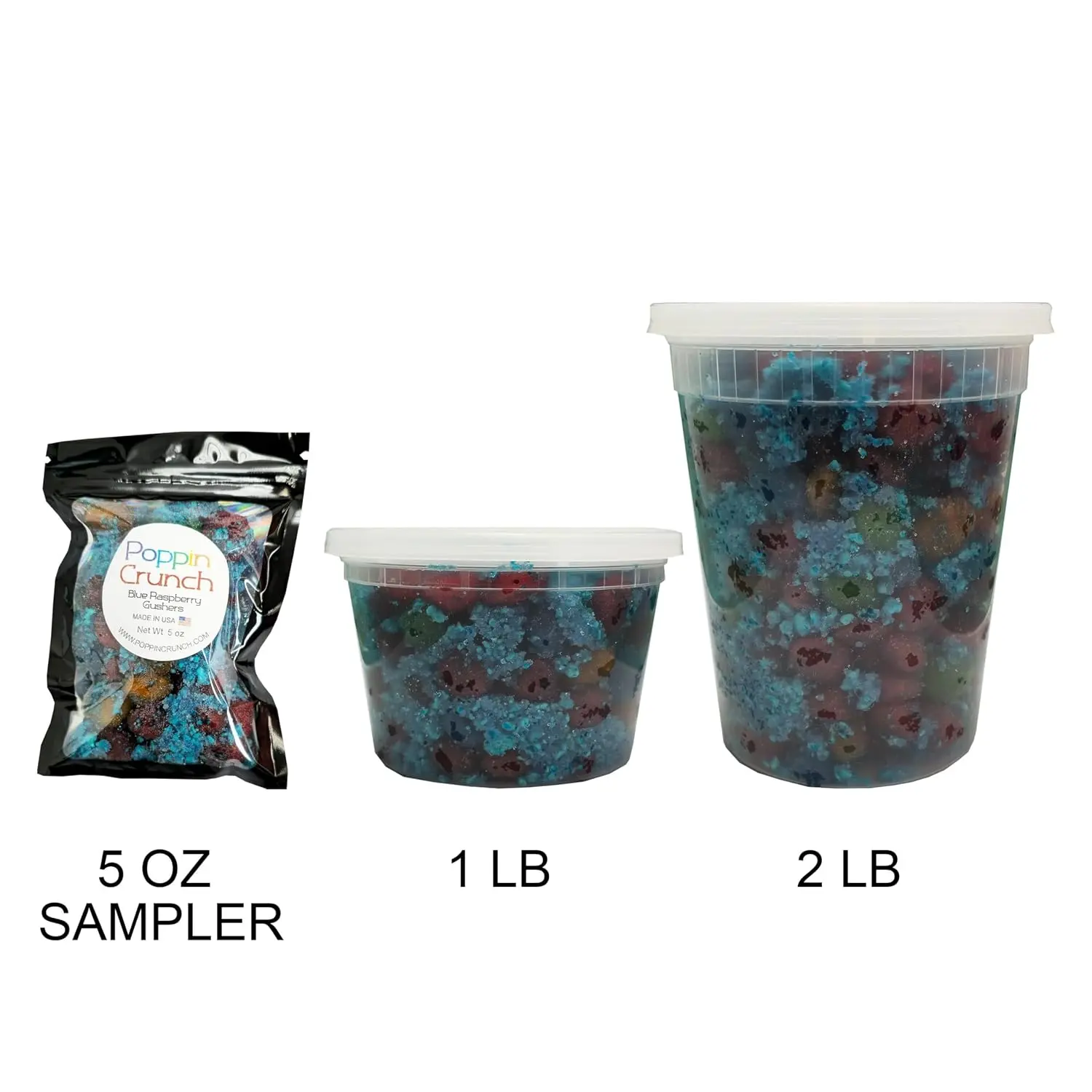 Poppin Crunch Blue Raspberry Gushers Candy Snacks - Choice of Sweet or Sour Bonbon Candies Corn Sugar