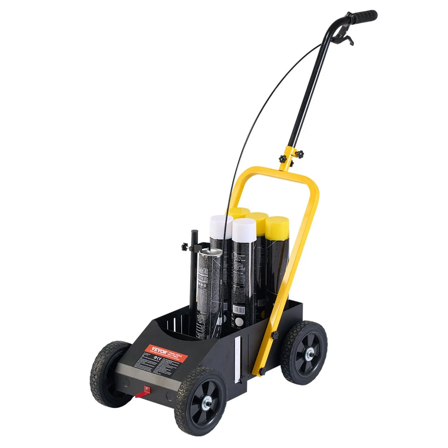 VEVOR 4-Wheel Striping Line Marking Machine, Black, 24x13x35.4 in, Foldable Design, Adjustable Line Width, Holds 5-6 Cans of Paint, Essential Tools for Parking Lot, 24 X 13 X 35.4 In, Heavy Duty, Line Marking Tasks