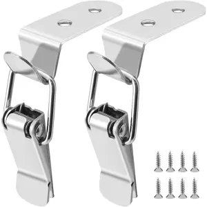 Stainless Steel 90-Degree Spring Loaded Toggle Lock Latches, 2 Pcs Tool Box Hasps with Mounting Screws for Cabinet Door Barn Hood