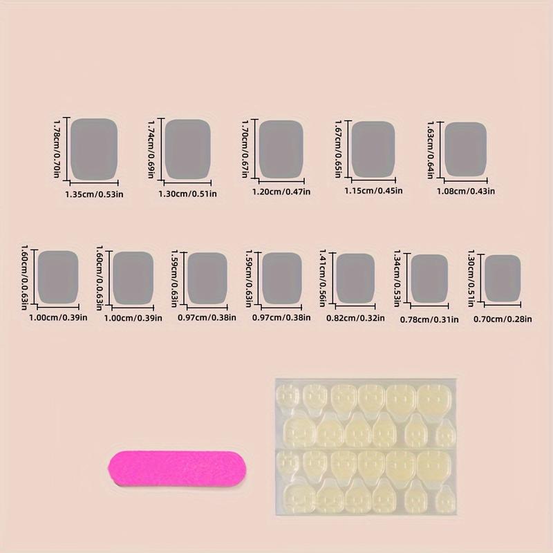 24pcs short square blue style matching glitter design manicure set with nail file 1pc double-sided tape 1pc Pink Gradient Sparkling Nails European Diamond Fake Nails Cutics