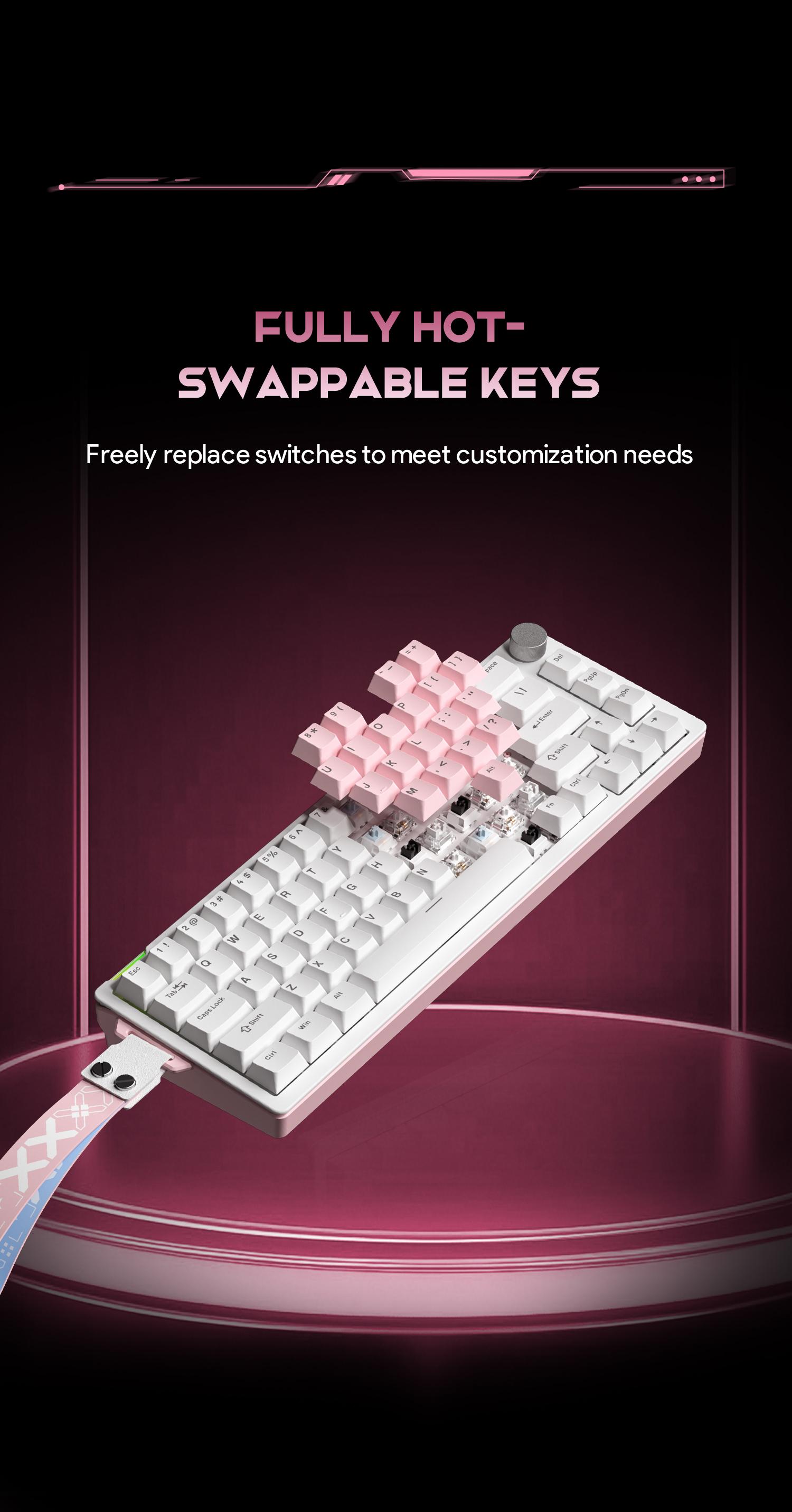 FURYCUBE V68 Creamy Mechanical Keyboard With Knob,An Extra Set of Keycaps Included,RGB Backlit,Compact 68 Keys 65% Layout,Hot-Swappable Switch,Type-C Wired,for Gaming Office Work,Ergonomic Design,Windows Laptop PC Mac,Gift FURYCUBE V68 Creamy Mechanical Keyboard With Knob,An Extra Set of Keycaps Included,RGB Backlit,Compact 68 Keys 65% Layout,Hot-Swappable Switch,Type-C Wired,for Gaming Office Work,Ergonomic Design,Windows Laptop PC Mac,Gift