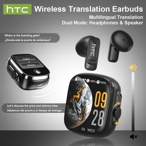 HTC NE72 TWS In-Ear Wireless Earbuds - Bluetooth 6.0 Mini Wireless Earphones & Headphones with LED Remote, App Integration, Multi-Language Support, External Audio Playback Case, Smart Touch, Ideal for Gaming, Office Work