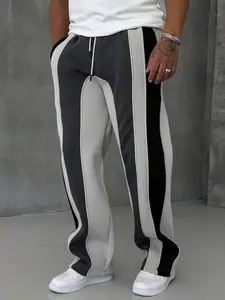 Men's Colorblock Side Stripe Sweatpants, Regular Fit Casual Comfy Breathable Jogger Pants for Daily Wear, Men's Trousers for All Seasons