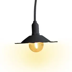 Scallop Patio Metal Light Bulb Shade for Outdoor Commercial String Lights, E12, Black