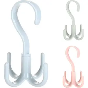 PrimPick Closet Hanging Organizer 360 Degree Swivel Hooks (Pack of 3) for Hanging Belts, Ties, Bags, Purses, Scarves, Clothes and More. Easy Installation, no Drilling Required, Space Saving