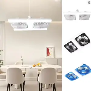 60w E27 Ceiling Fan Light, 36cm Dual Row, Adjustable Angle, Dimmable LED, Silent, Remote Control, for Dorm, Office, Loft, Bedroom
