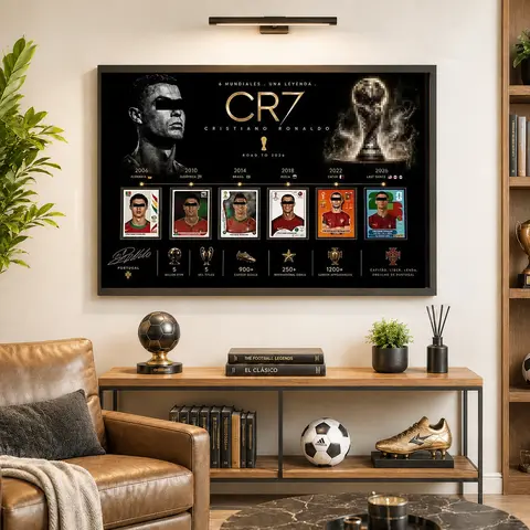 CR7 The Last Game Artistic Framed Football Star Poster, Cool Wall Art with Graphic Print Design, Gifts for Him, Metal-Wood Framed Home Decor Decoration for Men's Room
