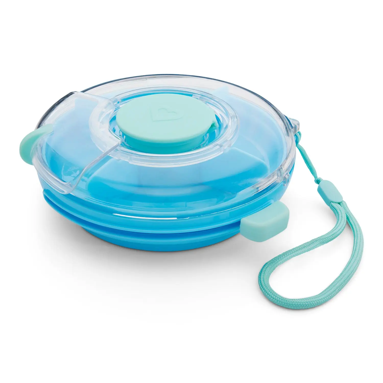 Munchkin Snack Wheel - 4 Compartment Toddler Snack Container with Slot for Dips - Perfect for Daycare & Travel