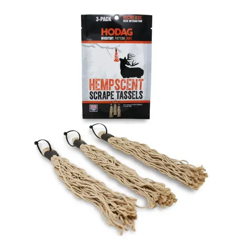 HODAG HempScent Mock Scrapes Tassels Hunting Gear - 3-Pack Rope Blend, Scents Holds, Zip Ties Make Setup Quick and Simple, Deer Attraction Booster
