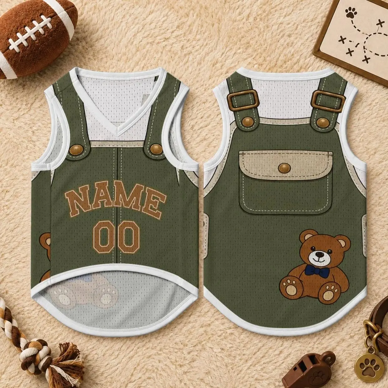Custom Pet Jersey, Personalized Dog Baseball Shirt, Cute Bear Striped Dog Vest, Custom Dog Mesh Jersey, Personalized Cat Clothes, Puppy Gift RMS
