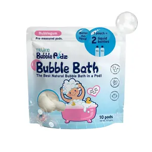 TRUKID Bubble Podz Bubble Gum Scented Bubble Bath for Kids - Gentle & Natural Formula with Lathanol LAL Powder - 10 Pods per Pack