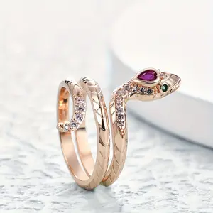 Fashionable Snake Pattern Ring in Copper with Decorative Accents Vintage Exaggerated Design Trendy Versatile Jewelry for Teenagers Perfect for Thanksgiving