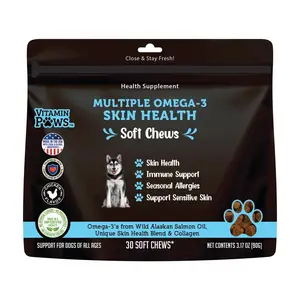 Vitamin Paws Omega 3 Chews for Dogs, Dog Supplement with Salmon Oil, Krill Oil, EPA, DHA | Itchy Skin, Allergy, Joint & Shiny Coat Support, Dog Treats