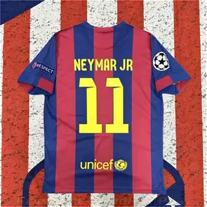 2014 2015 Home Red Blue No.11 Neymar Short sleeve Soccer jersey