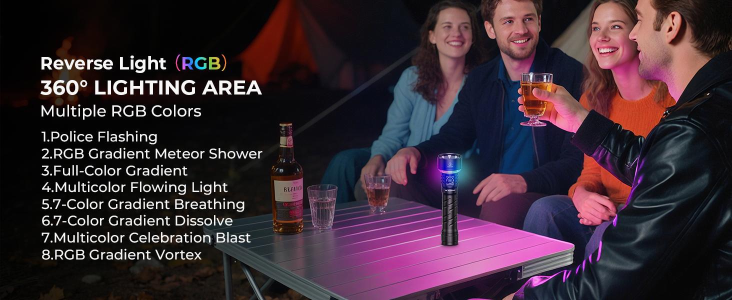 Wurkkos TS27 Multi-functional Outdoor Flashlight 3200 Lumens Dual Light Source RGB Ambient Light 15000mAh Battery Camping Long-Range