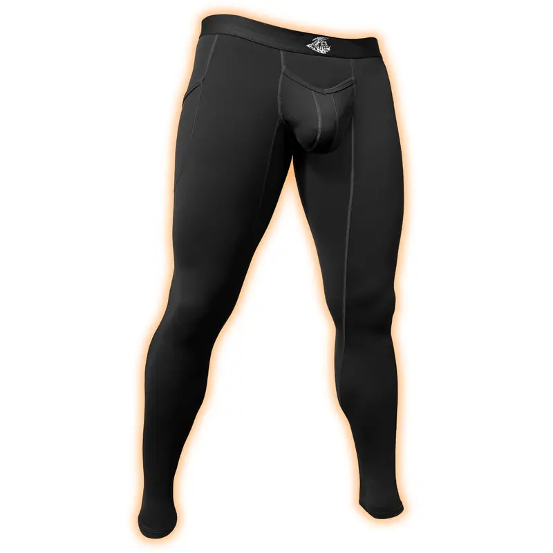 Men's High Waisted Athletic Stretch Sports Leggings - 28 in, V-Fly Feature, 1-Pack Black Fitness Bottoms for Sports, Outdoor Use, No