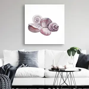 360 Stand Coastal Vibe Shell Motif Wall Artwork - 32x32 in. Artistic Marine Pink Printed Ocean Inspired Design Decoration, Seaside Home Decor Photography Accessory for Rooms, Marine Prints