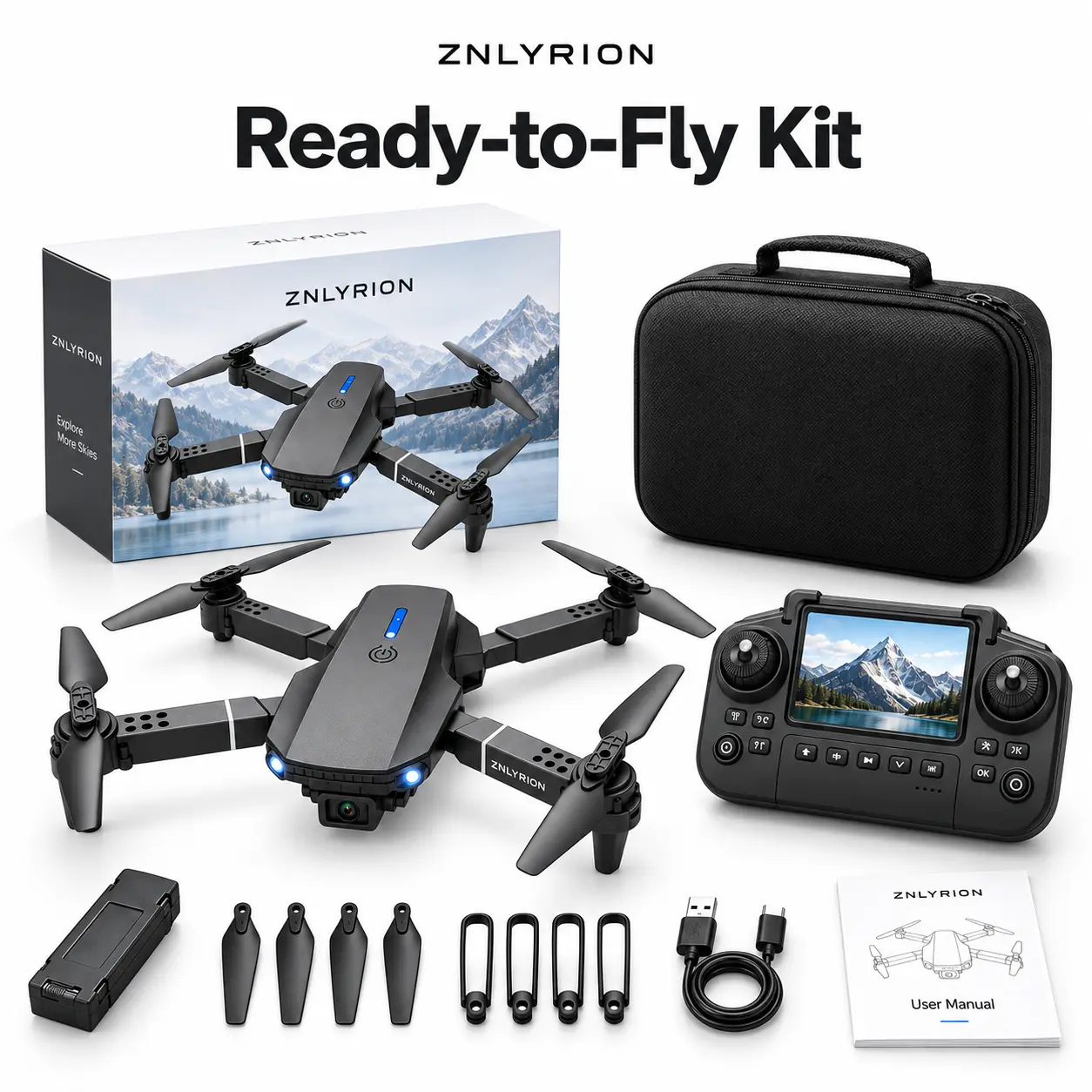 ZNLYRION Foldable Quadcopter mini Drone - Under 249g, HD Dual Camera, FPV Live View, Screen Remote Control, Optical Flow Positioning, Altitude Hold, 1-Key auto Return