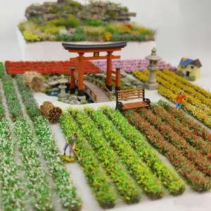 4 Pack Realistic Static Flower Cluster Models, DIY Landscape Decoration, Resin Terrain Model Set, Artificial Grass for Train Scenery