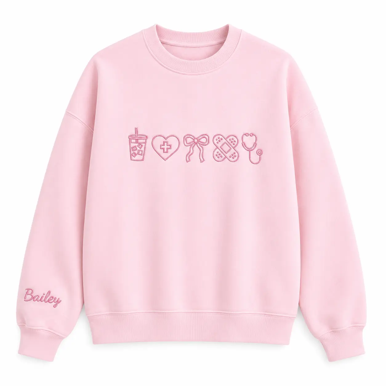 Embroidered Nurse Icons Sweatshirt, Coquette Nurse Shirt, Medical Sweater, Nurse Graduation Gifts, Nurse Appreciation Sweatshirt, Gift For Mom