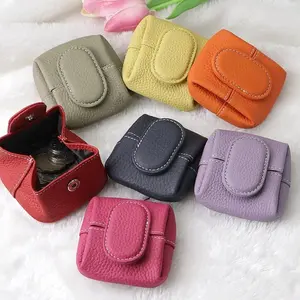 Lychee Texture Mini Coin Pouch - Buckle Closure Key & Earphone Storage Bag