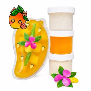 Mango Sticky Rice Handmade DIY Slime Kit – Clear, Coconut & Mango Textures with Jelly Cubes & Pellet Beads, Scented Sensory Play for Ages 8+ – Hoshimi Slimes