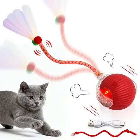 Interactive Ball Toy for Cats & Small Dogs（Not suitable for large dogs） - USB Rechargeable, 100g, Motion-Activated Instant Play, Auto-Roll, Bird Chirping & Lights, Prevents Boredom, Anti-Depression Aid Pet Gift