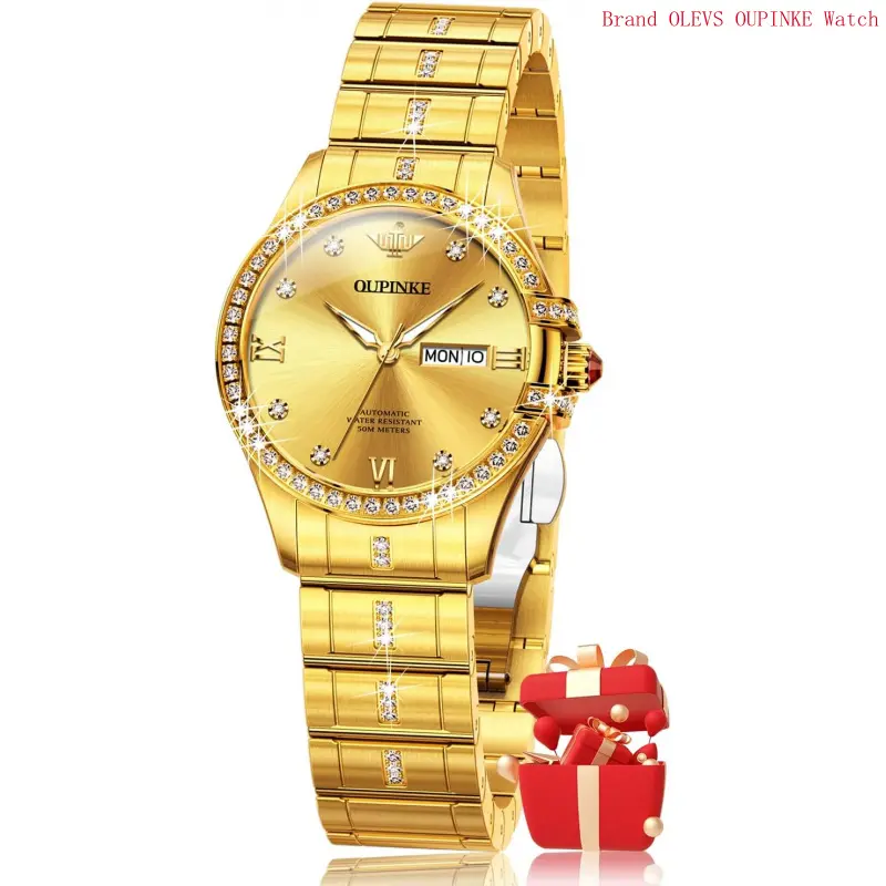 Women\'s All Gold Stainless Steel Luxury Ladies Waterproof Writs Diamond Watch Amazon.com: OLEVS Womens Diamond Watches Automatic Self  main image 3