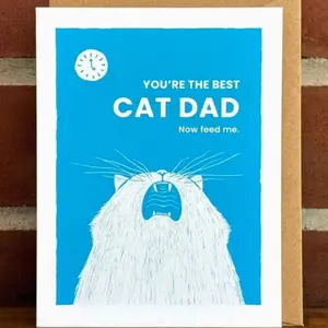 Funny Cat Dad Father's Day Card and Birthday Card, Greeting Card with Envelope