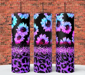 Glitter Leopard Sunflowers 20 Oz Tumbler