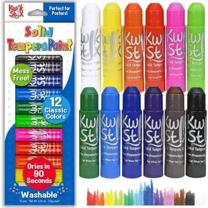 Solid Tempera Paint Sticks, 12 Colors, Washable Paint Sticks for Kids, Super Quick Drying, Non-Toxic, Allergen Free, Comes in Classic Rainbow Colors, Ideal for Kids and Toddlers