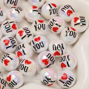 【B346】16mm transparent hand-painted beads，It can be used for DIY making of bracelets, necklaces and other accessories.It is made of resin and other materials and is hand-painted.Add a touch of sweetness and playfulness to your handmade creations.