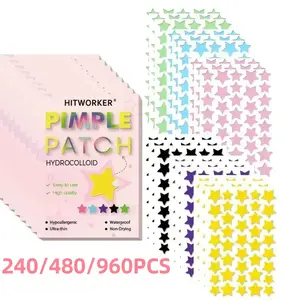 960pcs Hitworker Colorful Star AcnePatches, Hydrocolloid Spot Stickers, Non-Irritating, Hypoallergenic Patches, Blemish Patches, Creative Skincare Gift, Perfect forHolidays