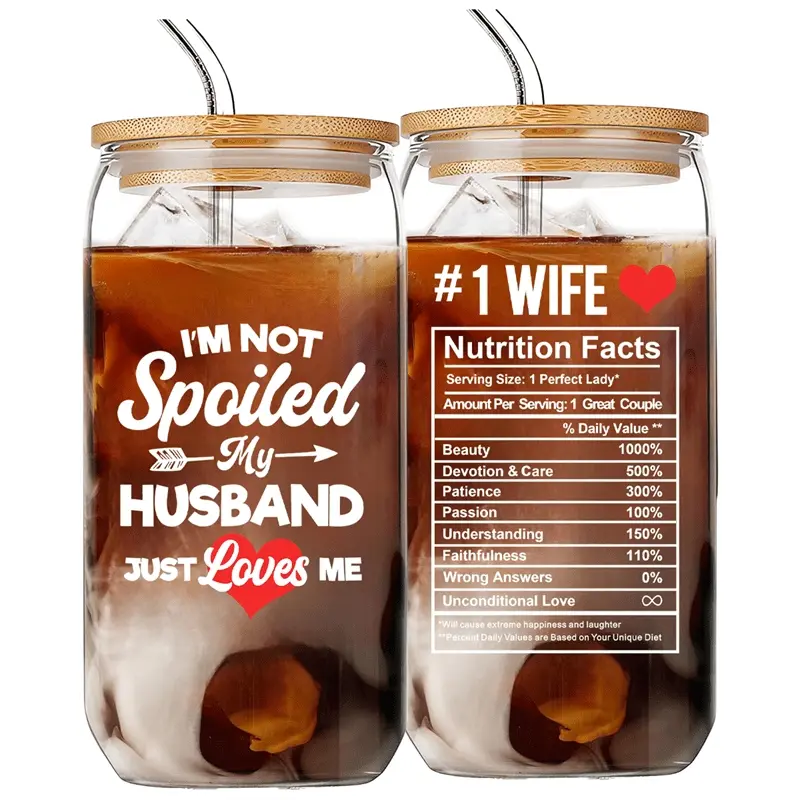 16oz Glass Cup Set with Straw & Brush, Drinking Glasses, Glass Beverage Cups, Glass Tumbler, Drinking Glassware, Valentine's Day Gift for Wife, Anniversary/wedding Present, Coffee/cola/milk Tea Cups