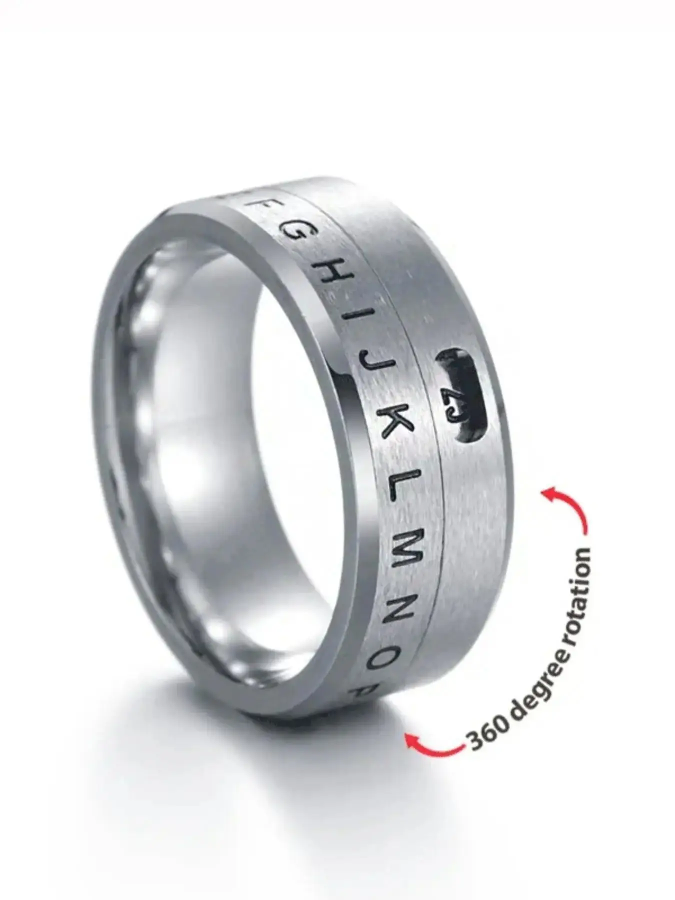 Rotating Letter Fidget Ring, 360° Rotation, 26 Letters Engraved, Stainless Steel, Anxiety Relief, Personalized Jewelry, Unique Birthday/gift Idea