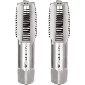 2pcs 1/4"-18 NPT Pipe Tap Set, High Speed Steel Tapered Pipe Thread Tap for Cleaning or Re-Thread Damaged or Jam Pipe Threads