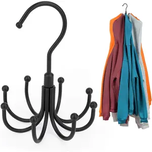 Hoodie Hangers, 2 Pack Rotatable Hoodie Organzier for Closet, Max 16 Storage Capacity Hoodies Holder, Metal Space Saving Closet Organizers and Storage, Black