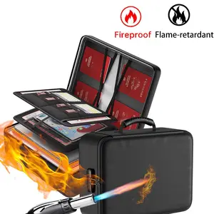 Document Bag with Lock,Fireproof 3-Layer File Storage Case with Water-Resistant Zipper,Document Safe Portable Travel Home Organizer Bag for Laptop,Files,Certificates,Gifts for Him,Black