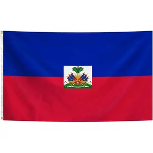 Haiti Flag 3x5 Ft  Color Haitian National Flags with Brass Grommets for Indoor Outdoor Party Yard Bar Garden Street Decorations
